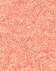 Botanical-inspired wallpaper with an intricate pattern of overlapping leaves in a warm terracotta and beige color palette.