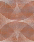 Rust-colored geometric wallpaper with white dotted diamond shapes and wavy interconnected point-based pattern, creating an organic abstract design with textured transitions between sections