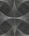 Contemporary wallpaper in black with delicate white dot patterns arranged in fluid, interconnected shapes, offering a bold and sophisticated contrast.