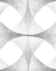 High-contrast black-and-white wallpaper with a complex dot matrix pattern forming geometric curves, lending a minimalist yet dynamic aesthetic.