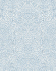 Close-up of an abstract light blue wallpaper with a detailed organic feather-inspired pattern.