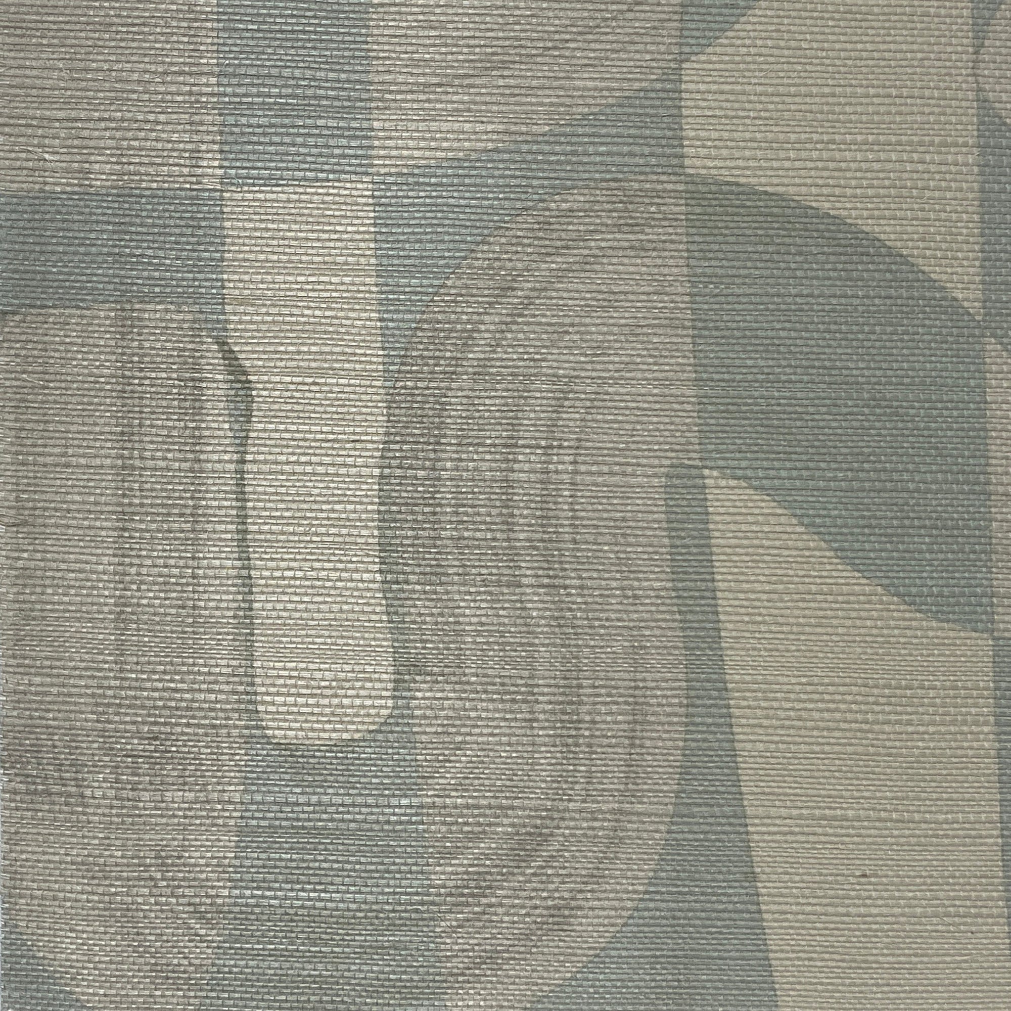 Close-up of opal toned grasscloth wallpaper, showcasing the soft brushstroke design and textured surface.