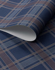 Rolled wallpaper featuring a rich navy blue base of linen wallpaper