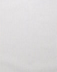 Flat view of wallpaper featuring evenly spaced light blue and off-white vertical stripes with a natural, woven appearance