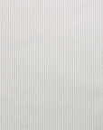 Flat view of vertical striped wallpaper in soft sage green and off-white tones, printed on a linen wallpaper.