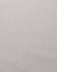 Flat view of wallpaper featuring soft charcoal and ivory vertical stripes on woven line.
