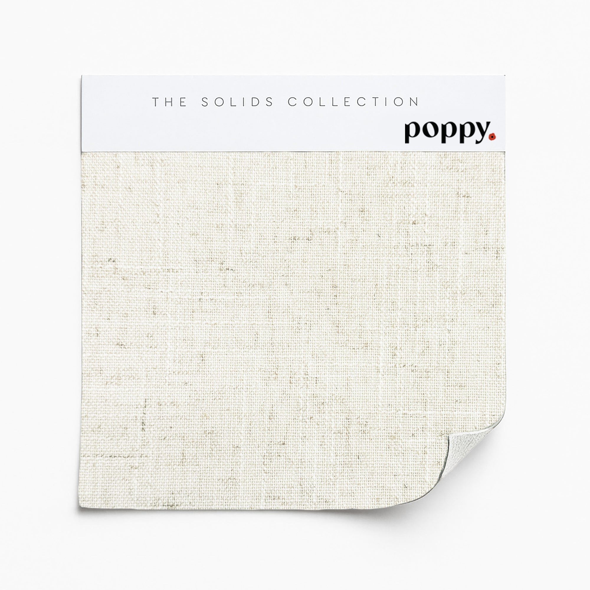Neutral linen-textured wallpaper sample in off-white from Poppy Print Studio’s Solids Collection.