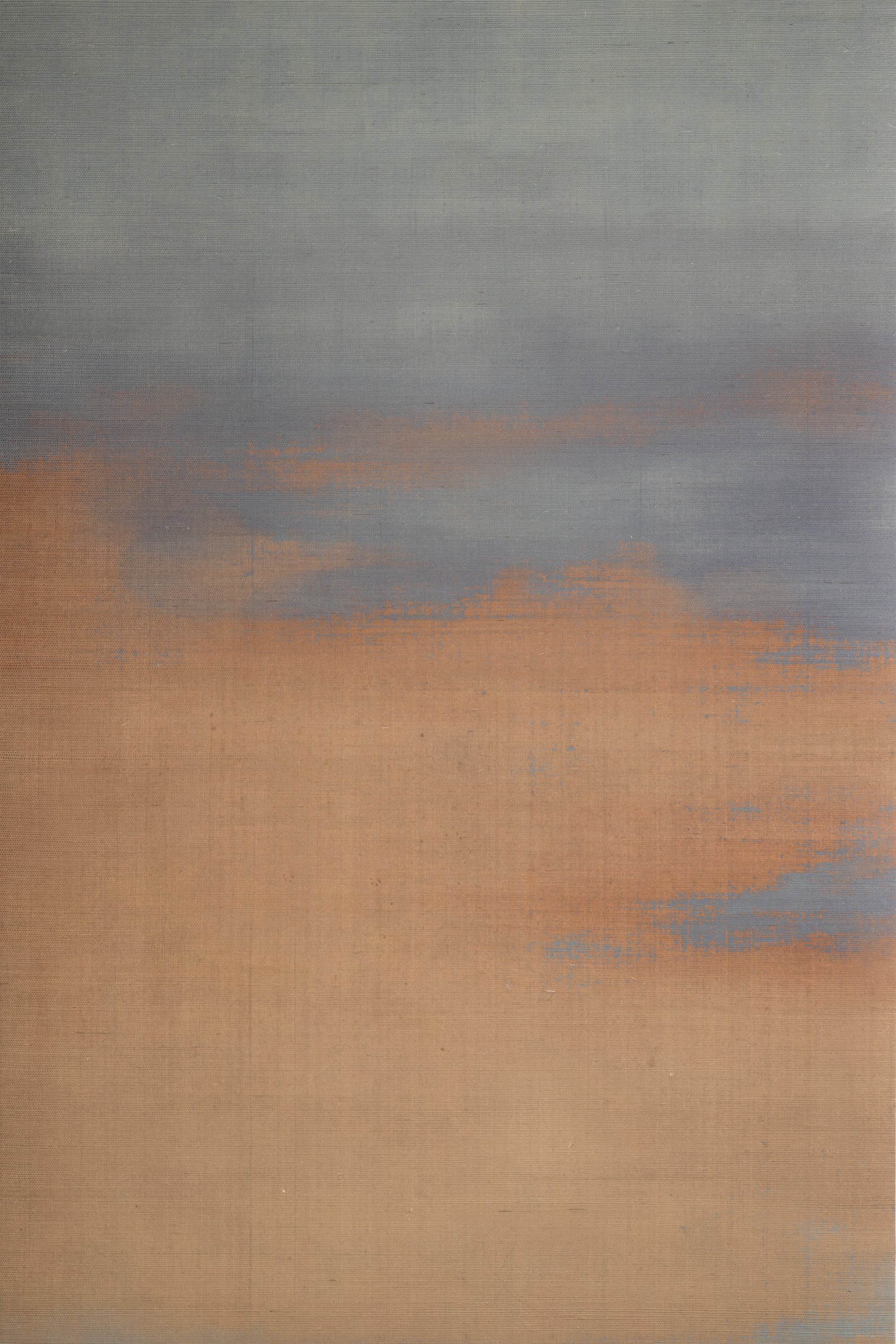 Artistic gradient wallpaper with a painterly effect, blending muted teal, lavender, and warm tan tones in a horizon-like composition.