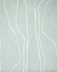 Close-up of sage green wallpaper featuring free-flowing white vertical lines, creating a modern organic design.