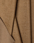 Brown chenille upholstery fabric by the yard, folded showing drape and weight