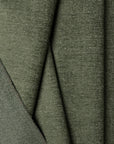 Green chenille upholstery fabric by the yard, folded showing drape and weight