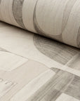 Beige and cream abstract printed linen fabric by the yard, rolled bolt view