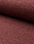 Red linen upholstery fabric by the yard, rolled bolt view