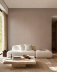 Natural beige hand-drawn line commercial wallcovering installed in a living room