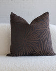 Dark brown sunburst jacquard throw pillow, 20-inch square