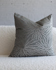 Silver gray sunburst jacquard throw pillow, 20-inch square