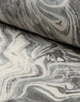 Gray and silver marbled abstract linen fabric by the yard, rolled bolt view