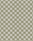 Soft green and white checkered wallpaper with a woven texture, creating a fresh and understated pattern