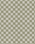 Soft green and white checkered wallpaper with a woven texture, creating a fresh and understated pattern