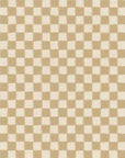 Close-up of yellow and white checkered grasscloth wallpaper, featuring a subtle textured pattern with a handwoven appearance.