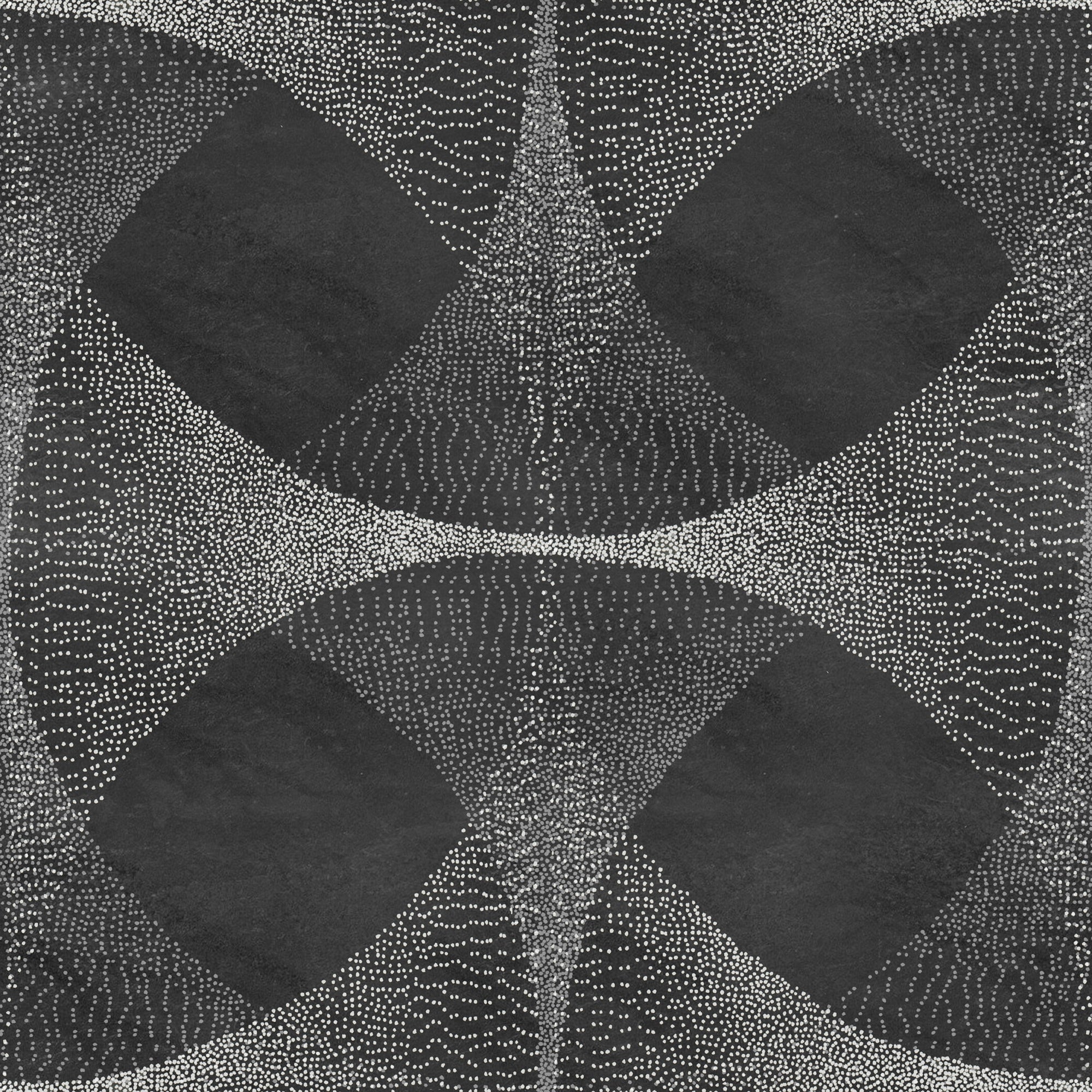 Contemporary wallpaper in black with delicate white dot patterns arranged in fluid, interconnected shapes, offering a bold and sophisticated contrast.