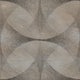 Contemporary wallpaper featuring an earthy taupe background with abstract, curved geometric shapes outlined by delicate black dot patterns, creating a textured and organic visual effect.