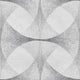 Contemporary wallpaper featuring an grey background with abstract, curved geometric shapes outlined by delicate black dot patterns, creating a textured and organic visual effect.