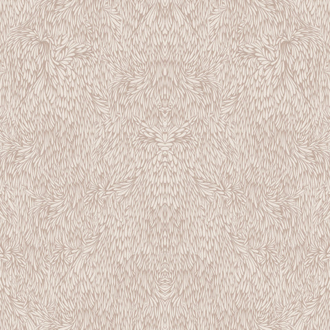 Beige-toned feather patterned wallpaper, creating a soft and neutral aesthetic.