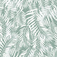 Sage green and white tropical palm leaf wallpaper with a soft, undulating ripple effect across the foliage design.