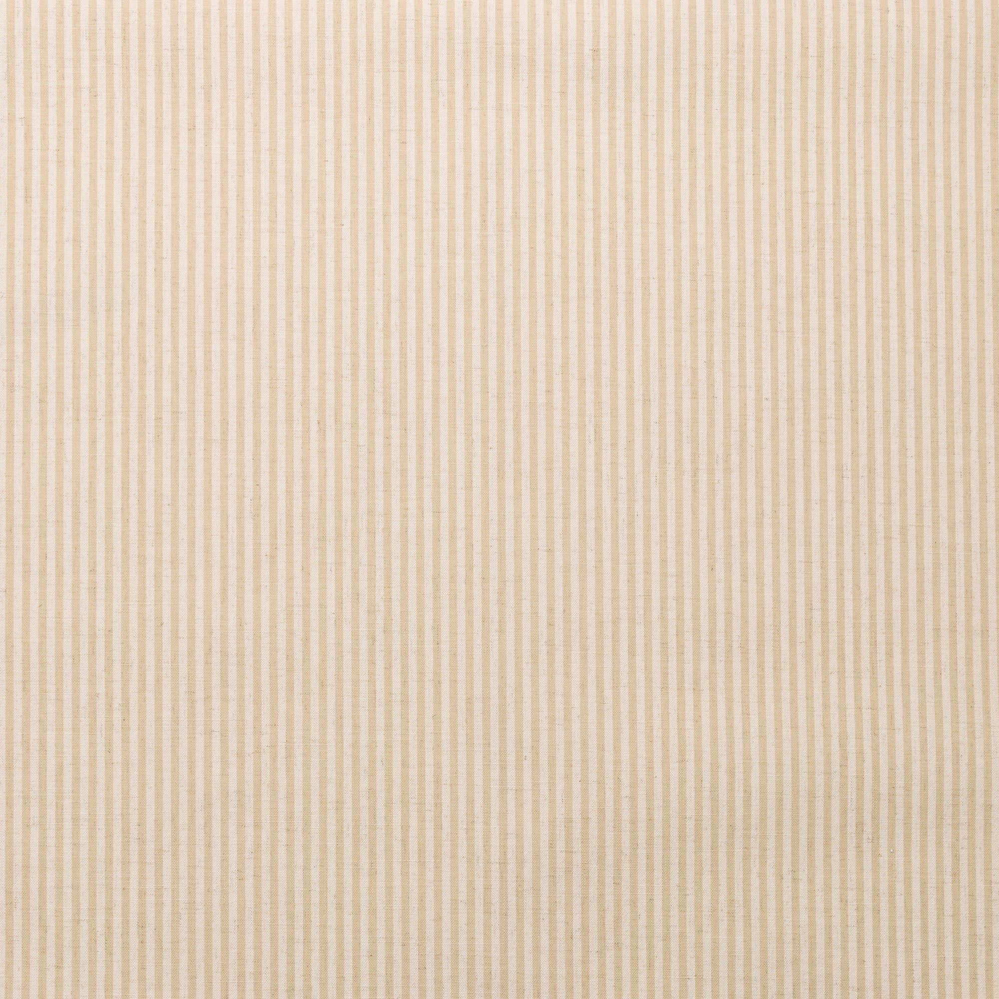 Flat view of striped linen wallpaper in beige and ivory tones, featuring a natural texture.
