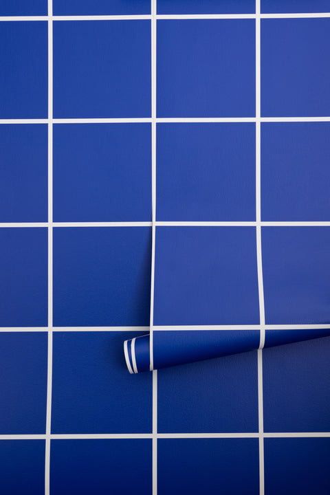 Grid - Large Thin Blue Type II Commercial Wallcovering