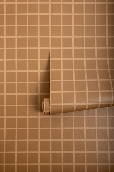 Grid - Small Bold Brown Type II Commercial Wallcovering