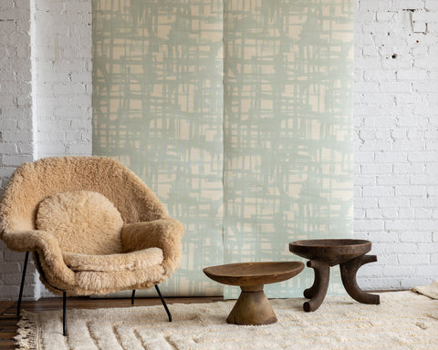 Monoprint Seaglass Grasscloth Wallpaper - Light Green Geometric Grasscloth Wallpaper, Perfect for Adding a Fresh, Modern Aesthetic to Any Space