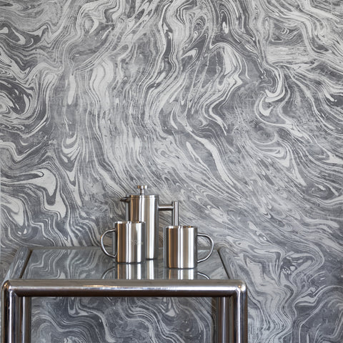 Terrain - Silver Stone Grasscloth Wallpaper