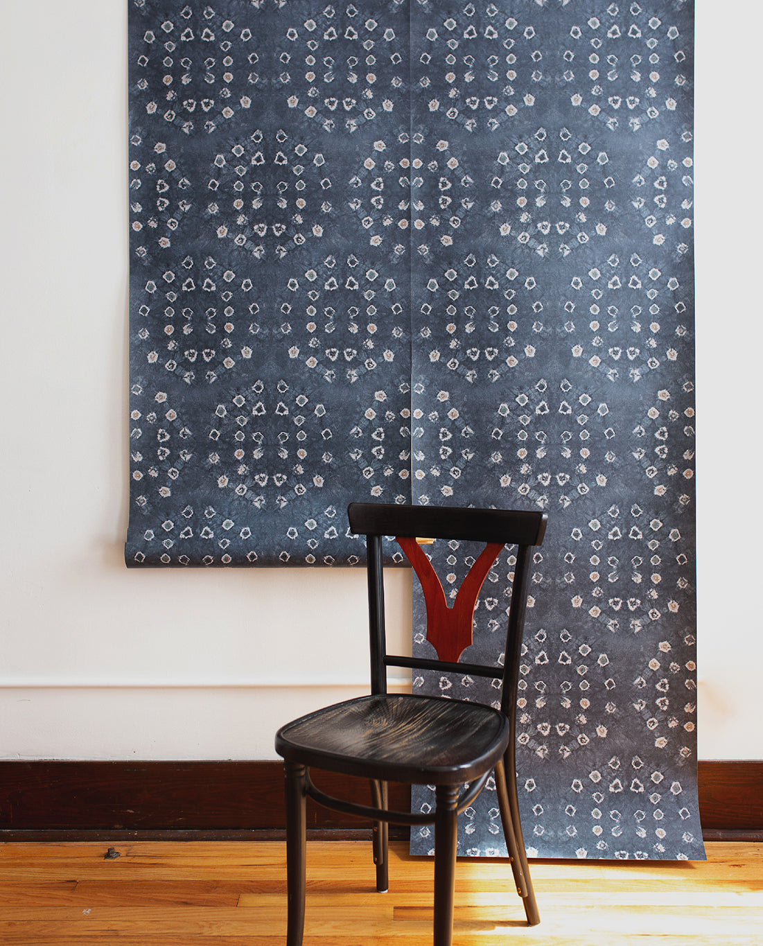 Shibori Circle Overdyed Black Wallpaper — Roll Sale