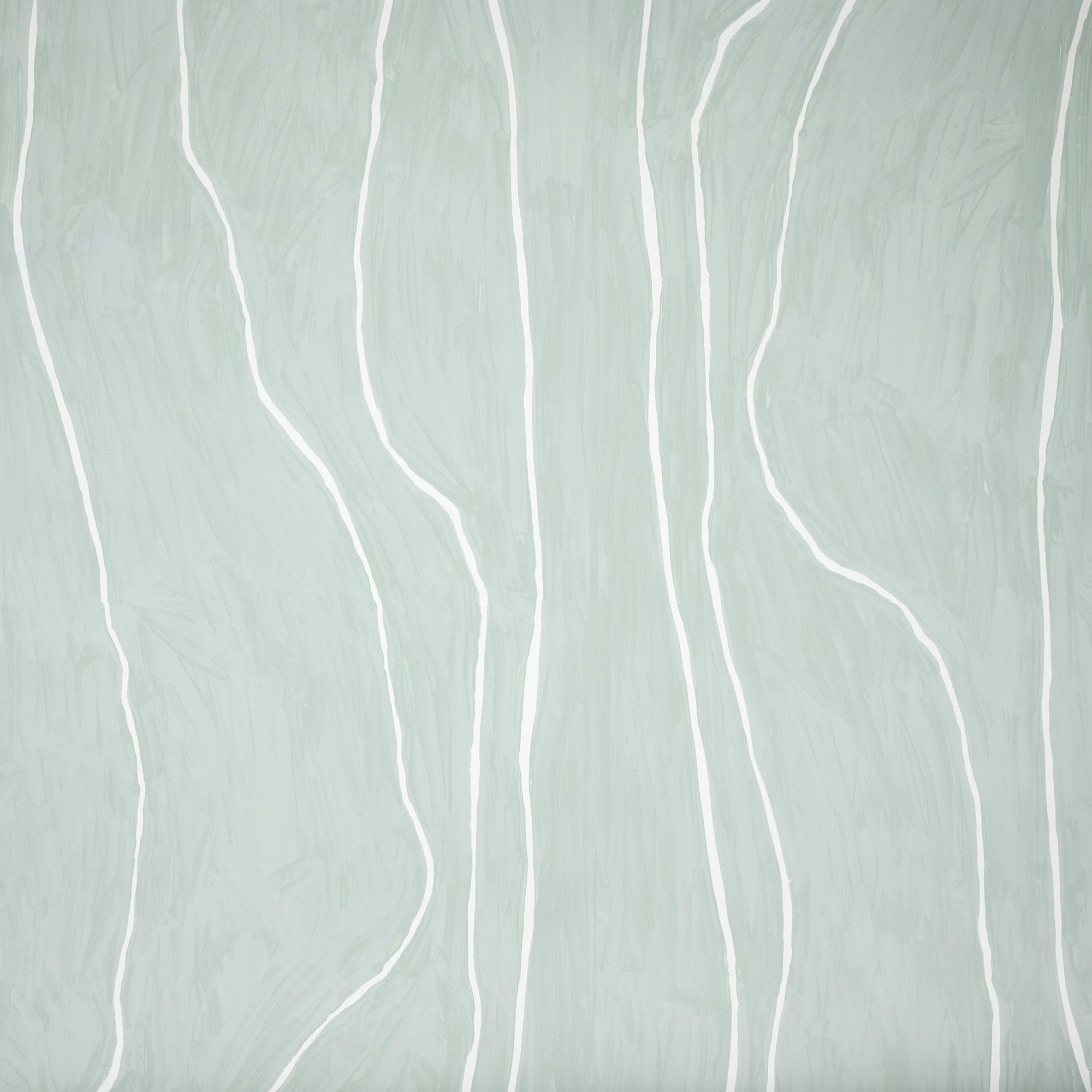 Close-up of sage green wallpaper featuring free-flowing white vertical lines, creating a modern organic design.