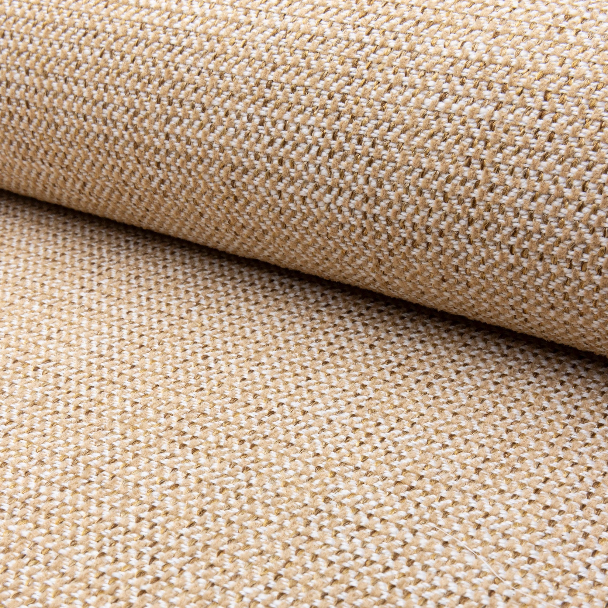 Gold herringbone outdoor fabric by the yard, rolled bolt view