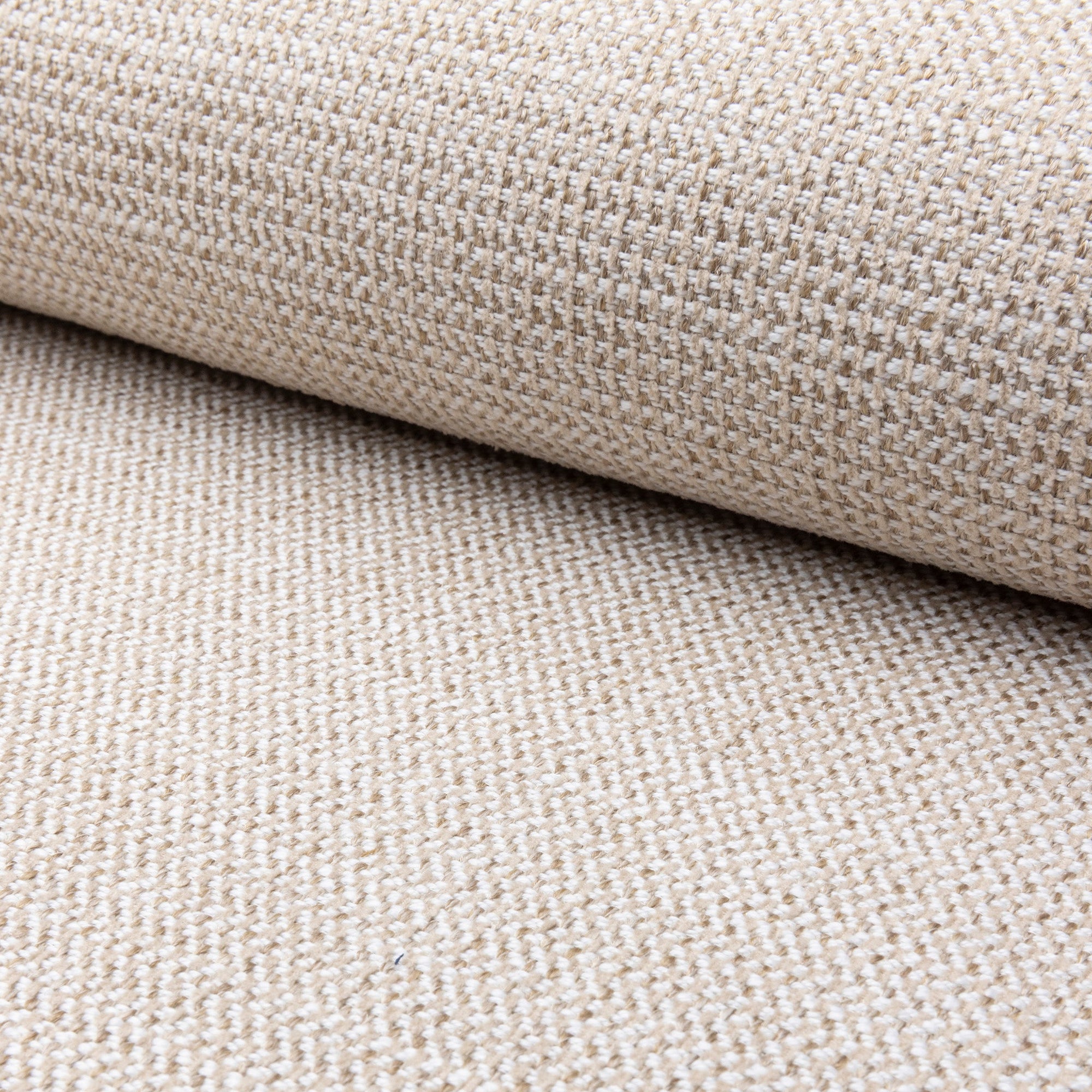 Beige herringbone outdoor fabric by the yard, rolled bolt view