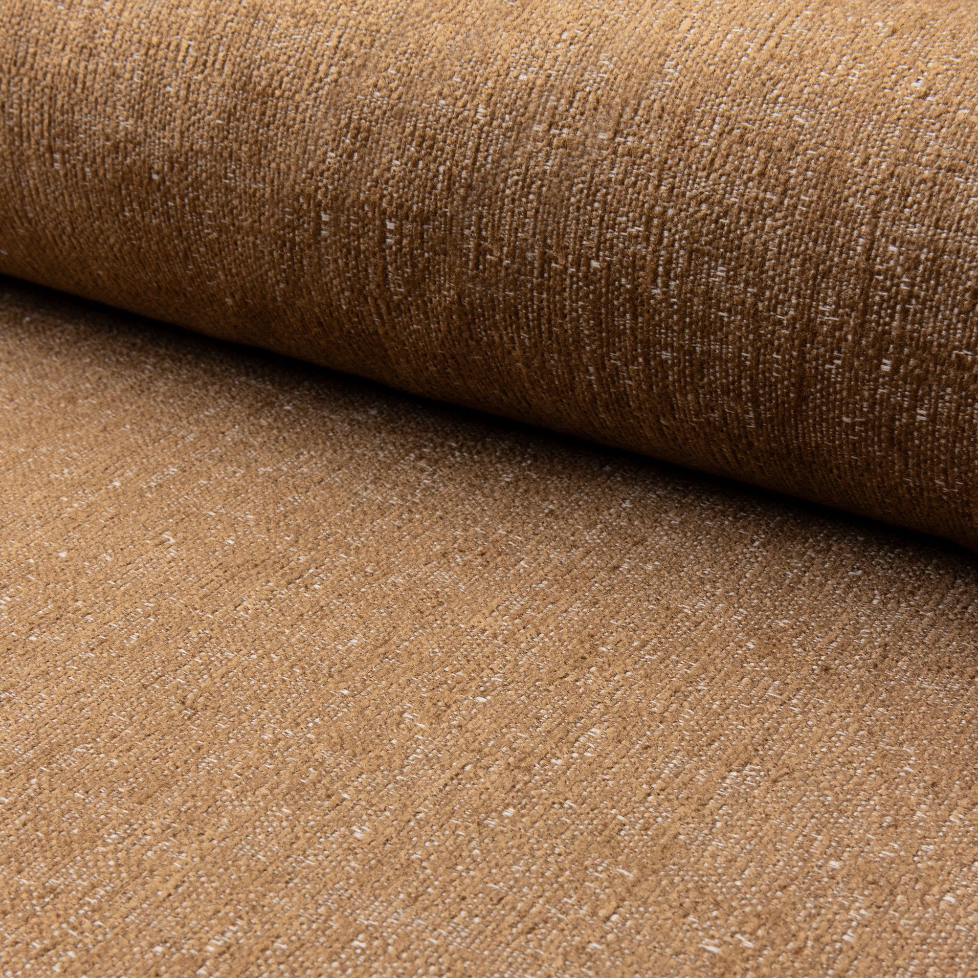Brown chenille upholstery fabric by the yard, rolled bolt view