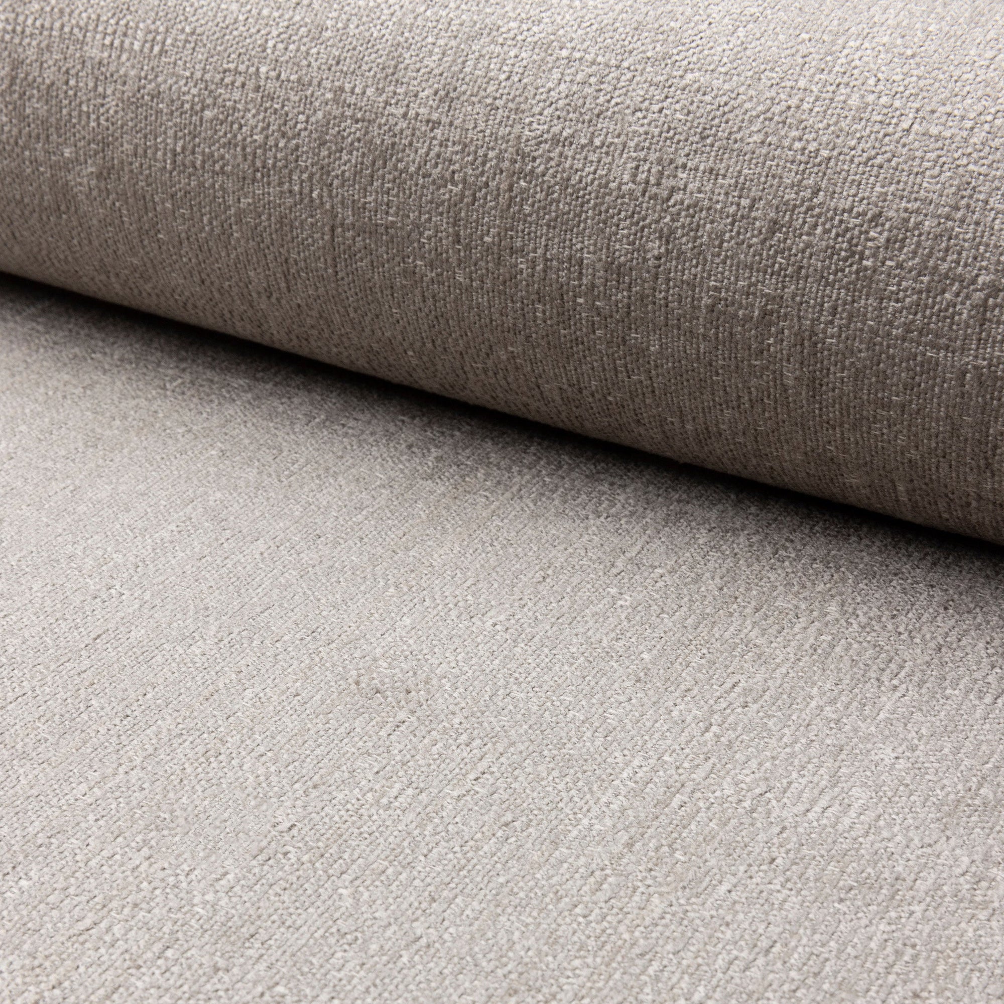 Gray chenille upholstery fabric by the yard, rolled bolt view