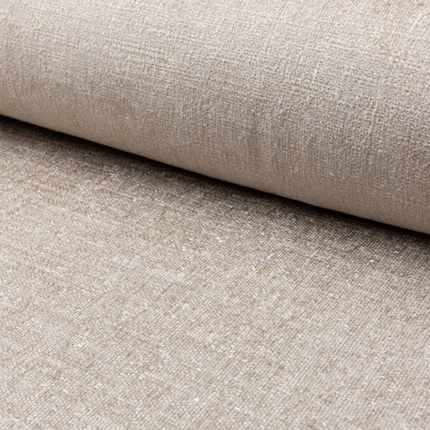 Cream chenille upholstery fabric by the yard, rolled bolt view