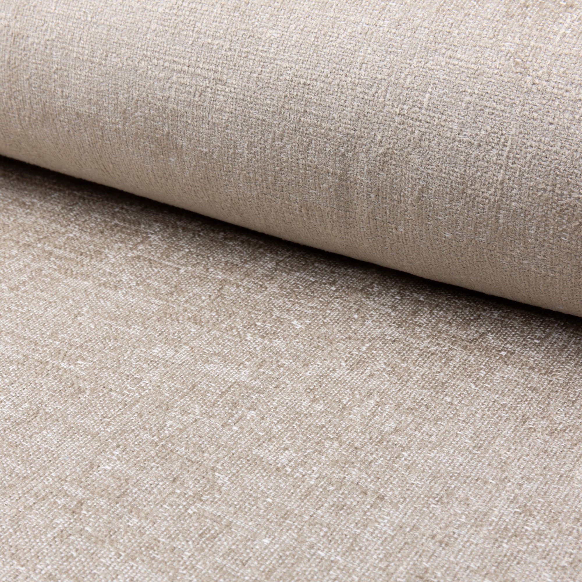 Cream chenille upholstery fabric by the yard, rolled bolt view