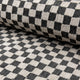Black and ivory checkerboard jacquard upholstery fabric by the yard, rolled bolt view