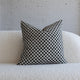 Black and ivory checkerboard chenille jacquard throw pillow, 20-inch square