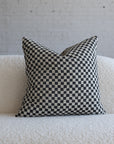 Black and ivory checkerboard chenille jacquard throw pillow, 20-inch square