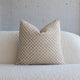 Cream and tan checkerboard chenille jacquard throw pillow, 20-inch square