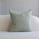 Olive green and cream checkerboard chenille jacquard throw pillow, 20-inch square