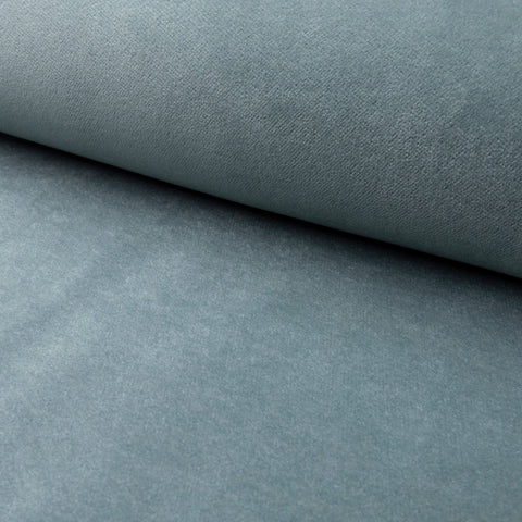 Green velveteen upholstery fabric by the yard, rolled bolt view