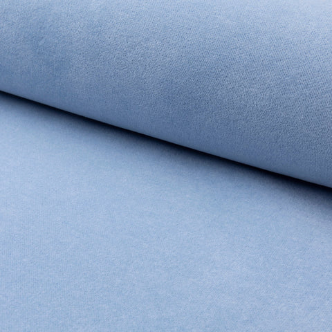 Light blue velveteen upholstery fabric by the yard, rolled bolt view