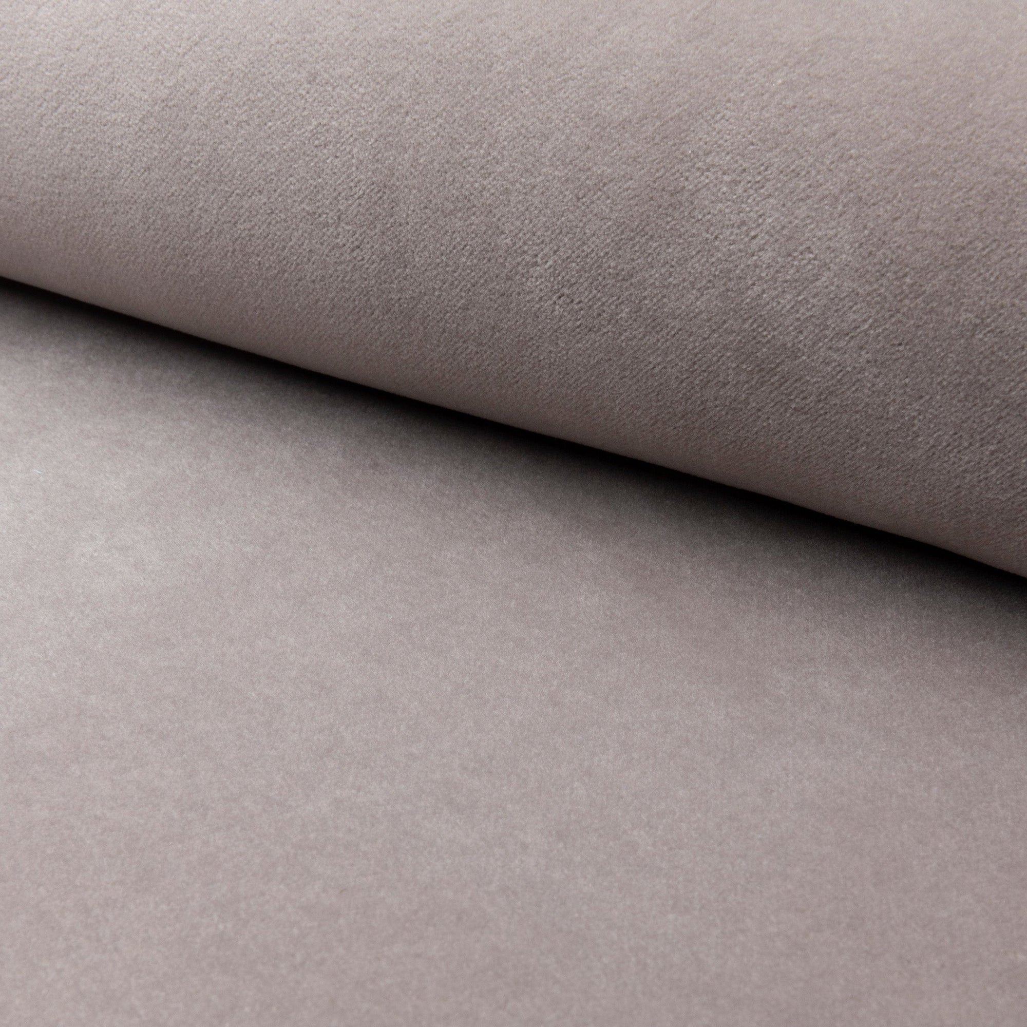 Gray velveteen upholstery fabric by the yard, rolled bolt view